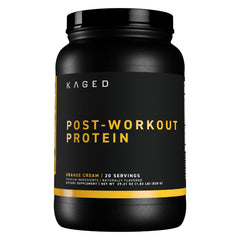 Kaged Post Workout Orange Cream tub ready for post-workout recovery.