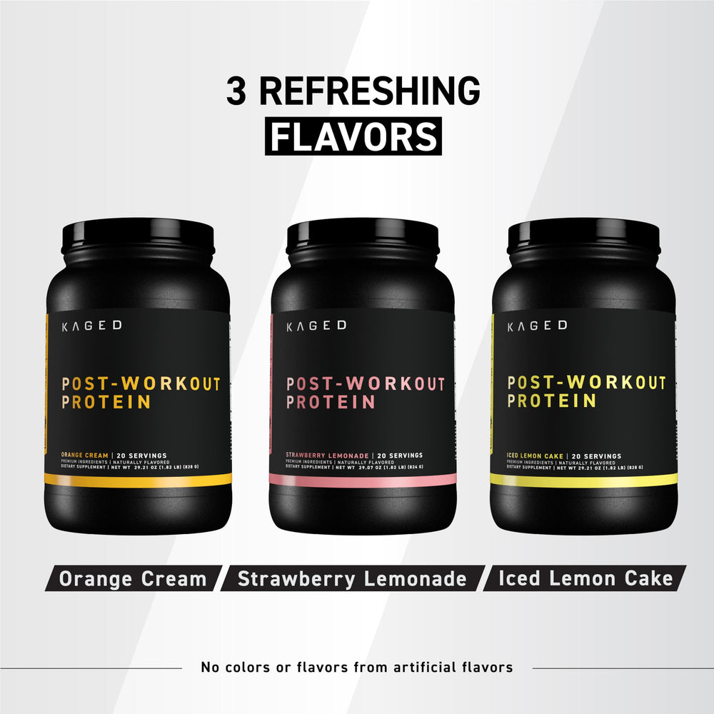 Serving idea: glass filled with Kaged iced lemon cake shake after training