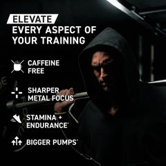Orange mango pre-workout tub front emphasizing a fully dosed formula.
