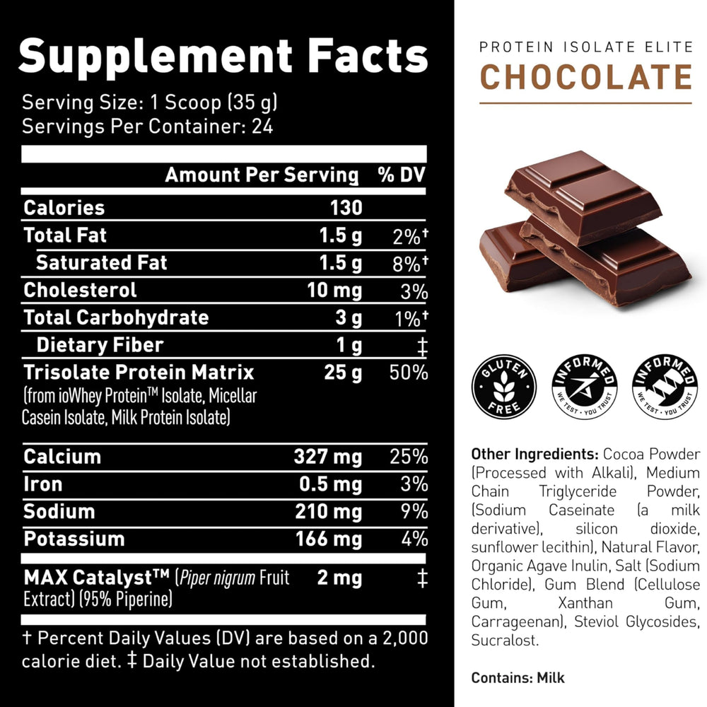 Kaged Protein Powder Elite milk protein close-up indicates premium protein blend.