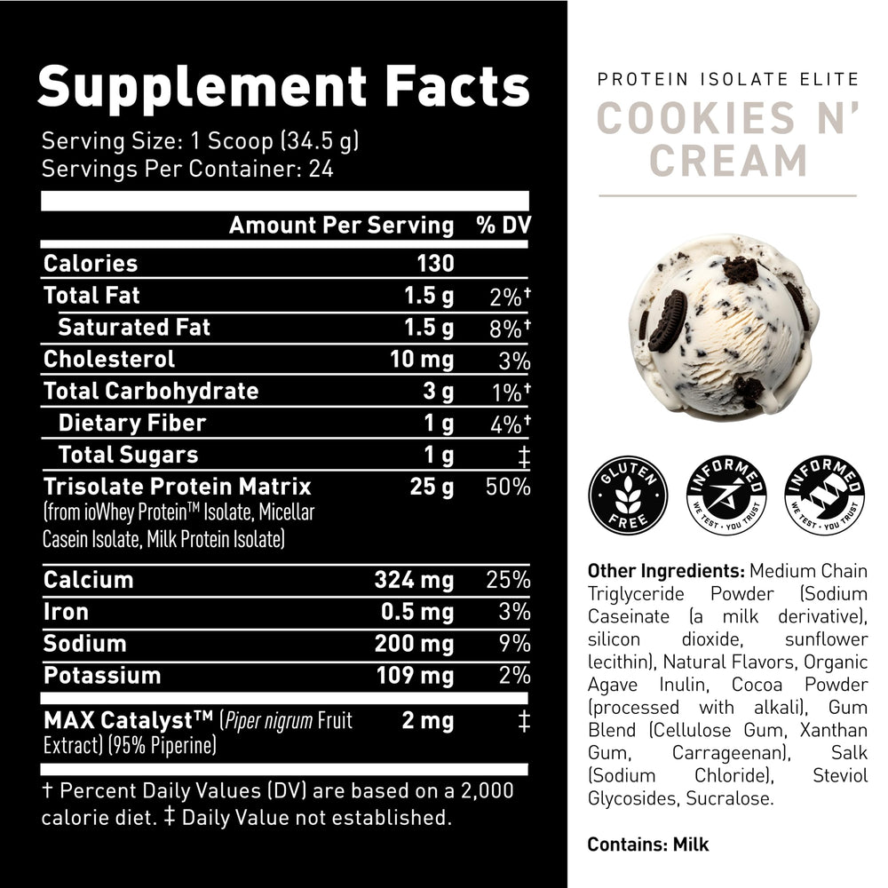 Kaged Cookies & Cream milkshake glass showcases premium flavor.
