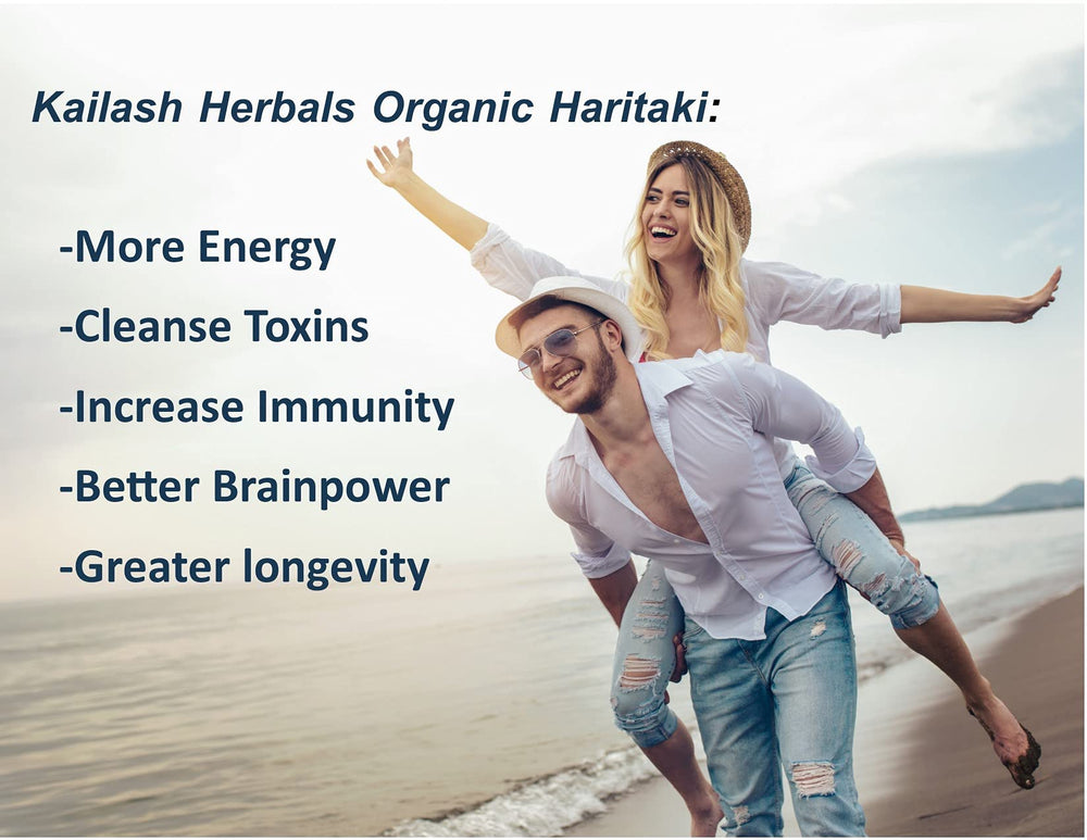 Kailash Herbals Haritaki powder with measuring scoop for precise daily use.