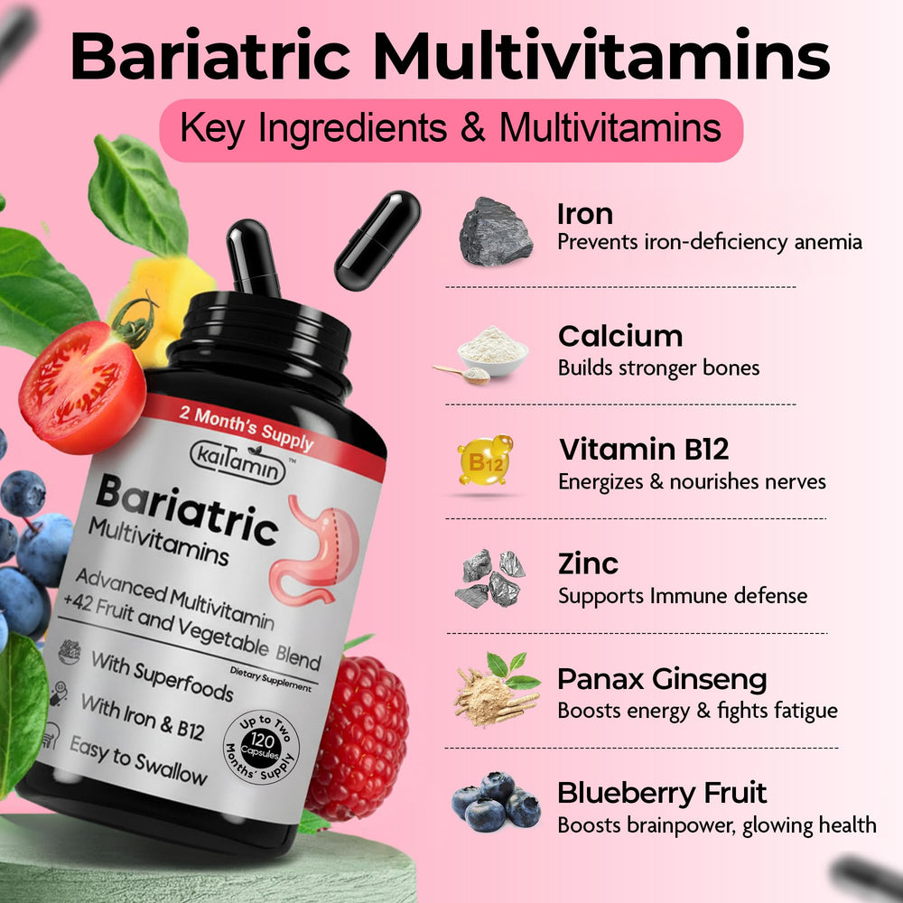 Kaitamin bariatric iron capsules displayed for easy daily intake