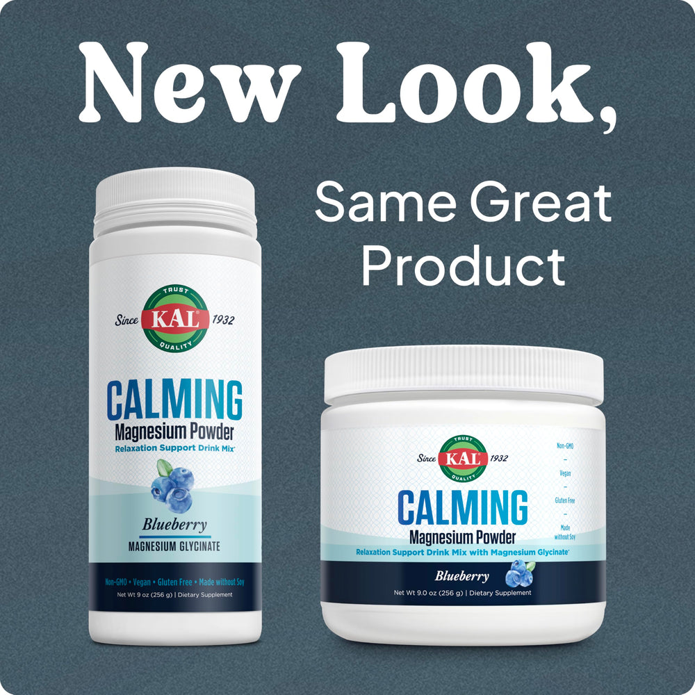 KAL Calming Magnesium blueberry mix glass shows smooth dissolution for quick relaxation.