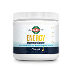 KAL Energy Magnesium Pineapple powder bottle ready to mix for daytime energy.