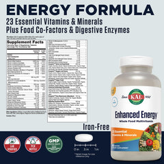 Close-up of KAL Enhanced Energy Multivitamin capsules for easy dosing.