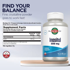 Measuring spoon with KAL Inositol powder for precise 550mg servings