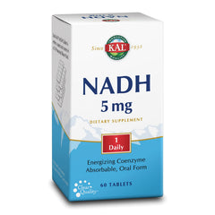 KAL NADH 5mg bottle label signaling cognitive support.