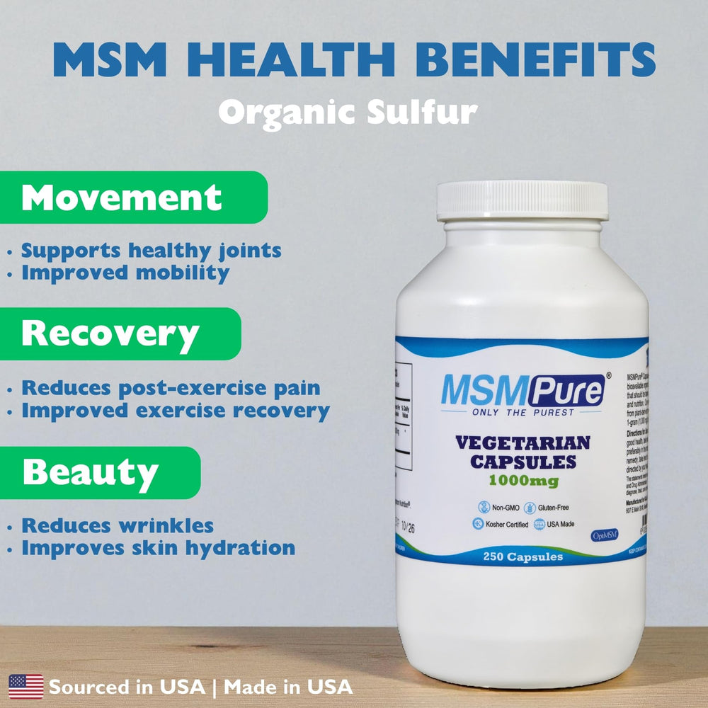 Kala Health MSMPure bottle packaging for convenient supplementation.