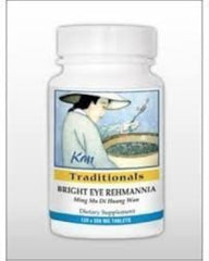 Kan Herbs Bright Eye Rehmannia 120 tablets bottle on white, supports daily wellness routine.