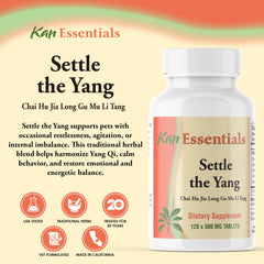 Kan Herbs Settle the Yang bottle – side view showcasing packaging and quality.