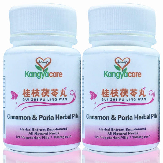 Kangyacare GUI Zhi Fu Ling Wan bottle close-up showing natural herbal pills for cycle support