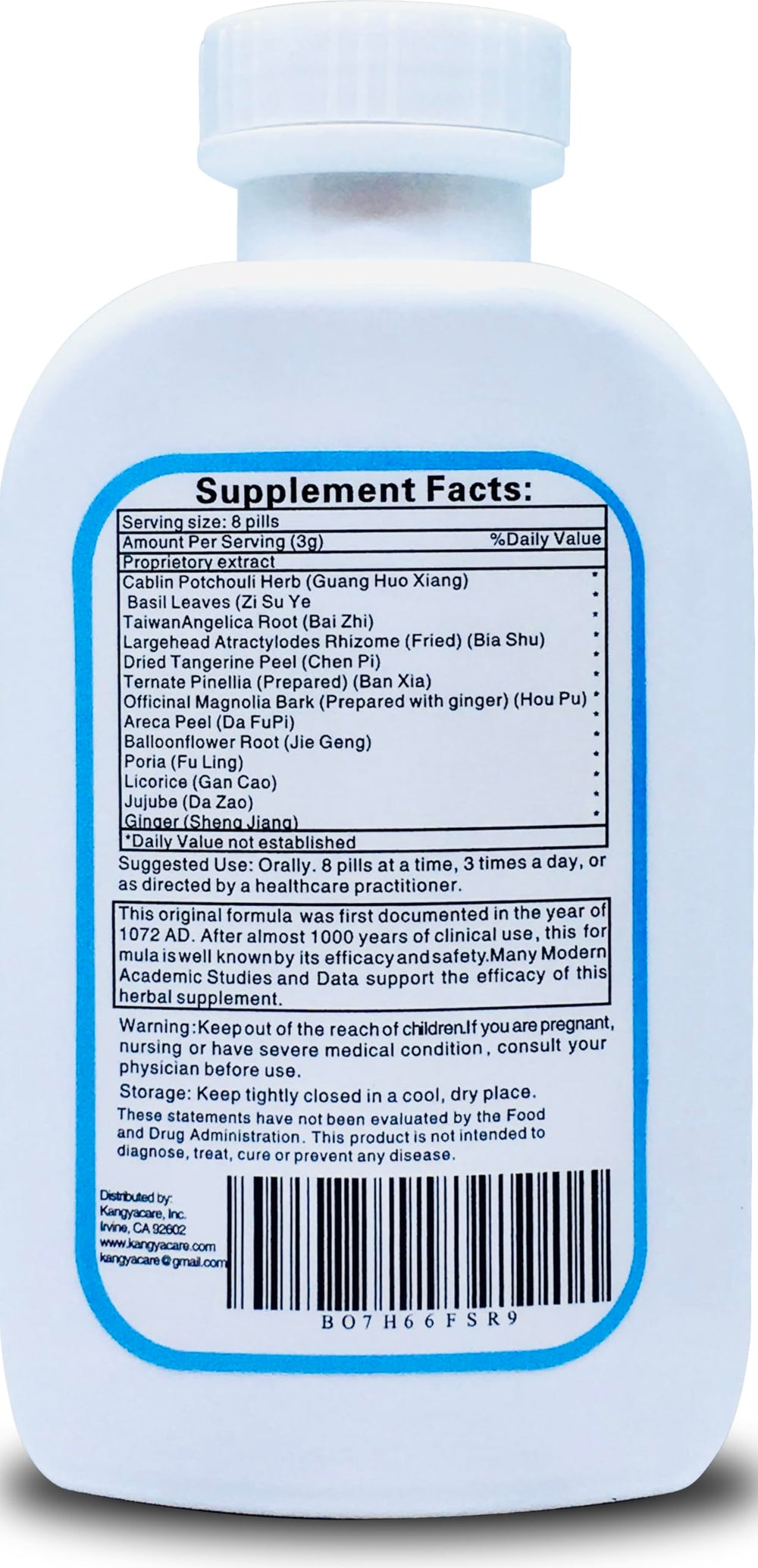 Ingredients table view emphasizes Cablin Potchouli and supporting herbs for harmony