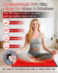 Kaoudt red light therapy mat side view illustrating ergonomic fit during use