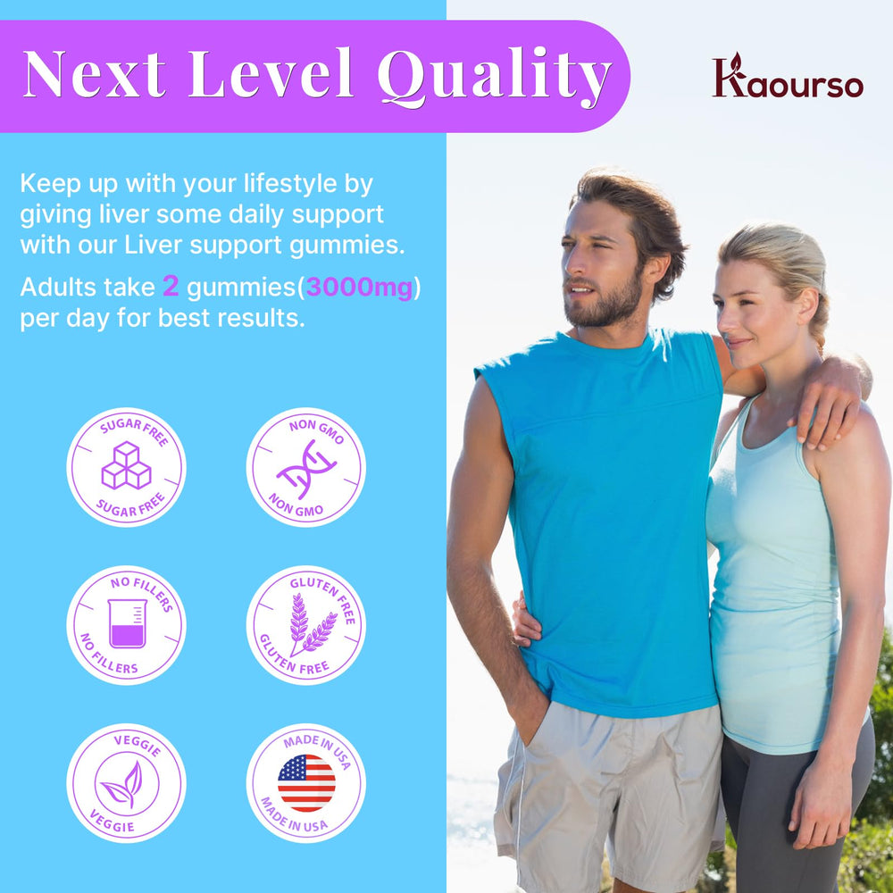 Kaourso Liver Detox Gummies zero-sugar label signals calorie-friendly option