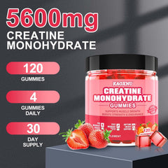 KAOXNU Creatine Monohydrate Gummies bottle side showing label details for quality.