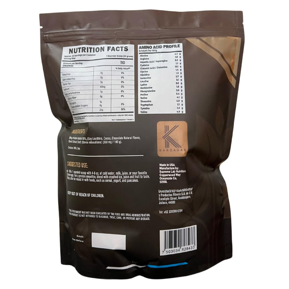 KARDAGAR Premium Whey Protein chocolate measuring spoon enables precise prep