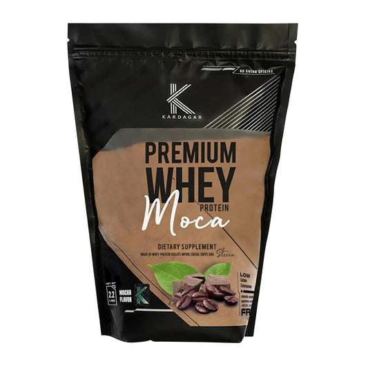KARDAGAR Premium Whey Protein Mocha tub with clean label for daily fueling