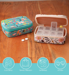 Karma Travel Pill Case 8-compartment layout for weekly planning.