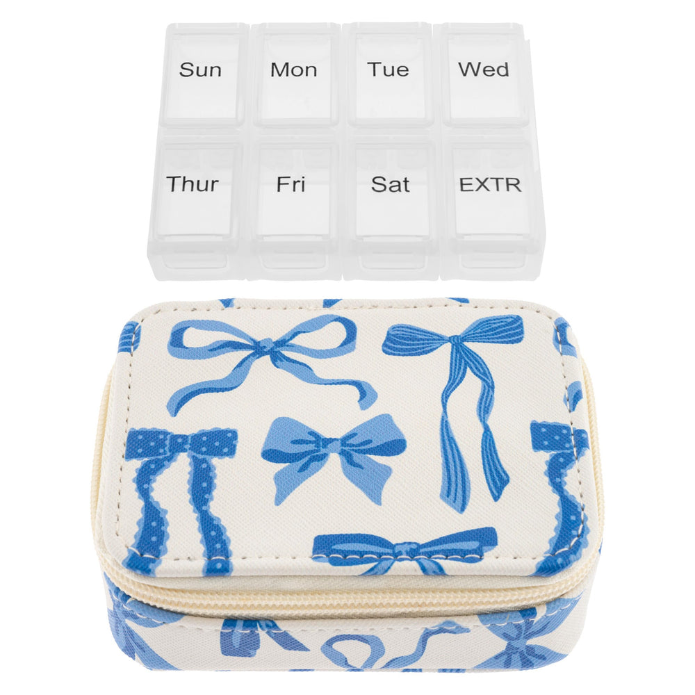 Karma Travel Pill Case with removable compartment for easy refills on the go.