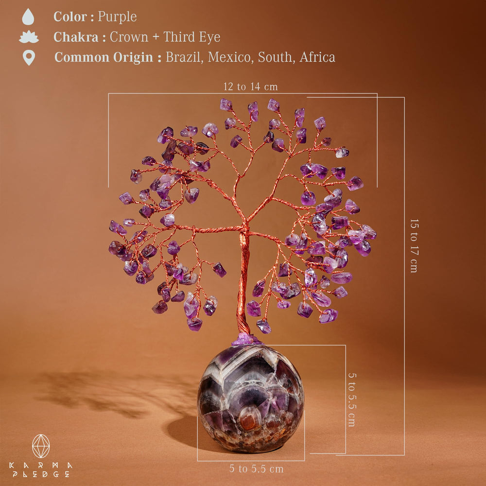 KARMAPLEDGE Copper-wire craftsmanship highlights delicate tree-of-life details.