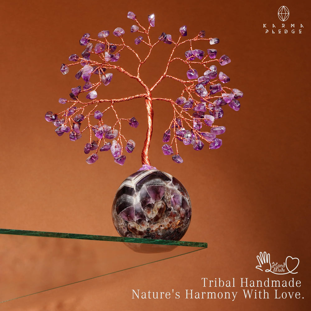 KARMAPLEDGE Amethyst tree decor for office desk and mindful moments.