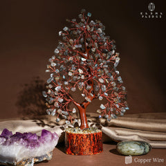 KARMAPLEDGE Crystal Tree on office tabletop enhances visual appeal.