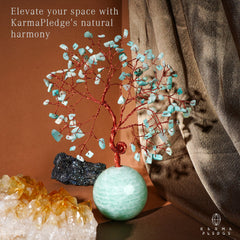 KARMAPLEDGE Crystal Tree of Life natural quartz beads on stand promotes positive energy