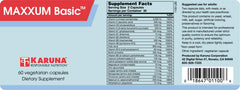 Karuna MAXXUM Basic bottle label close-up shows essential minerals for bone health