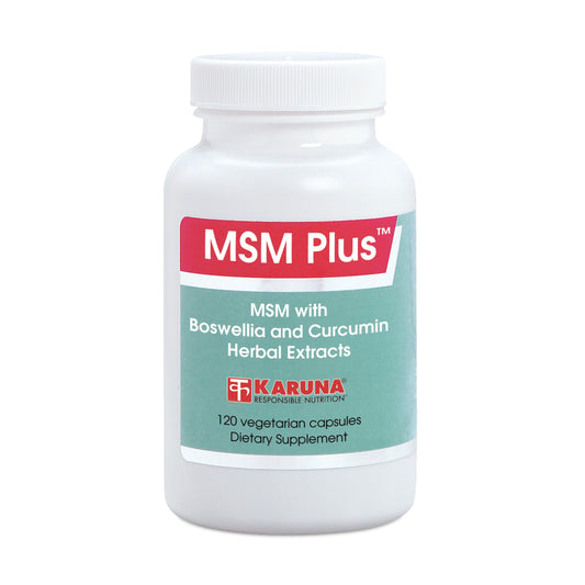 Karuna MSM Plus bottle front view for joint health and daily wellness