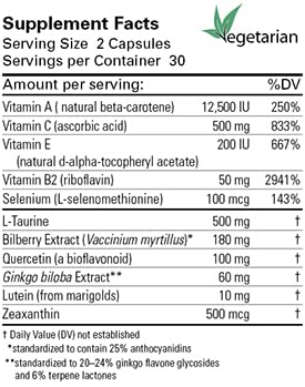 Karuna OcuPlus capsules close-up showing vegetarian capsules and eye health benefit.