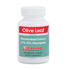 Karuna Olive Leaf Extract bottle with 60 capsules for daily antioxidant support.