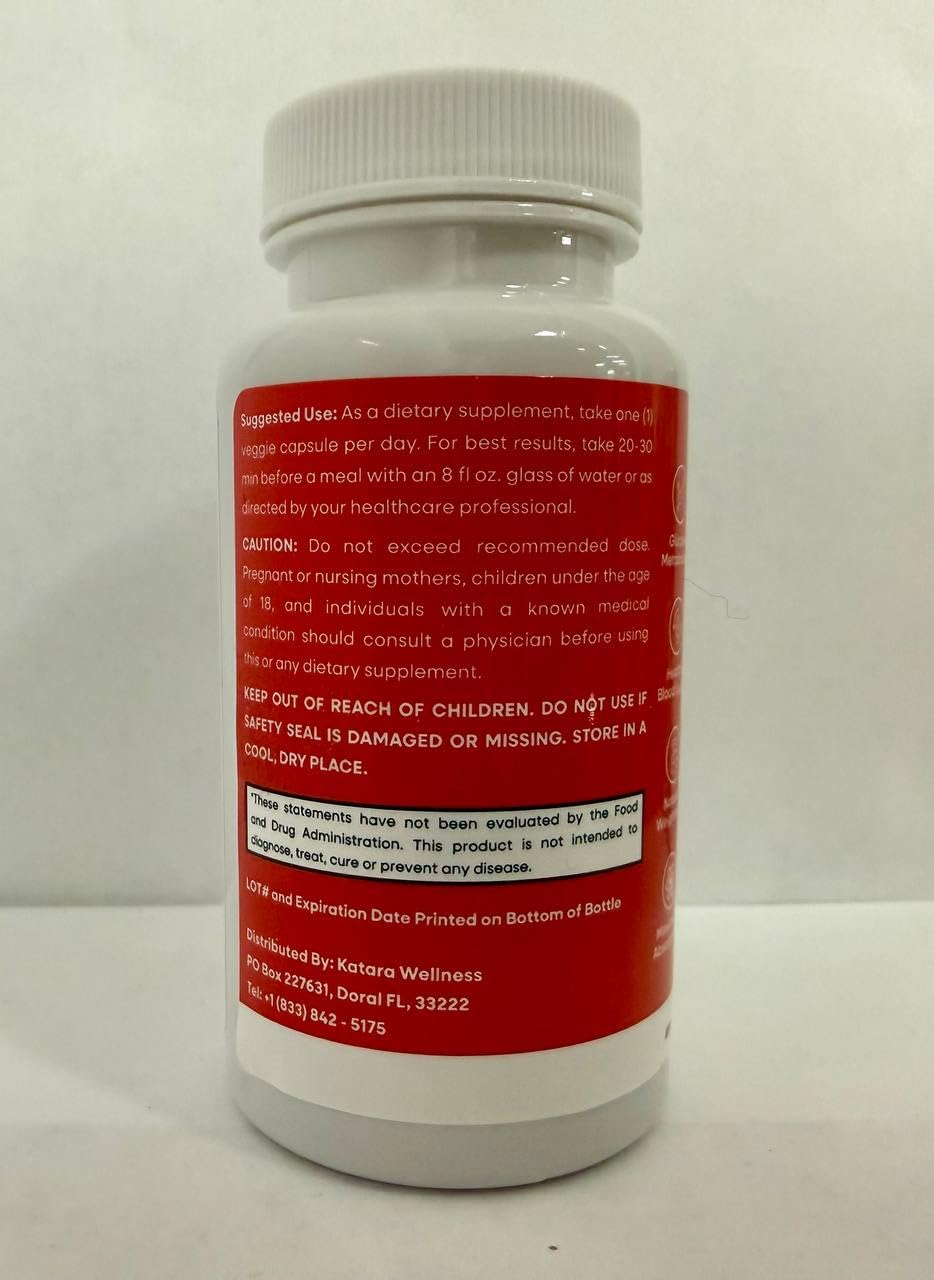 Close-up of Katara Wellness Glyco capsules highlighting vitamin and mineral blend.