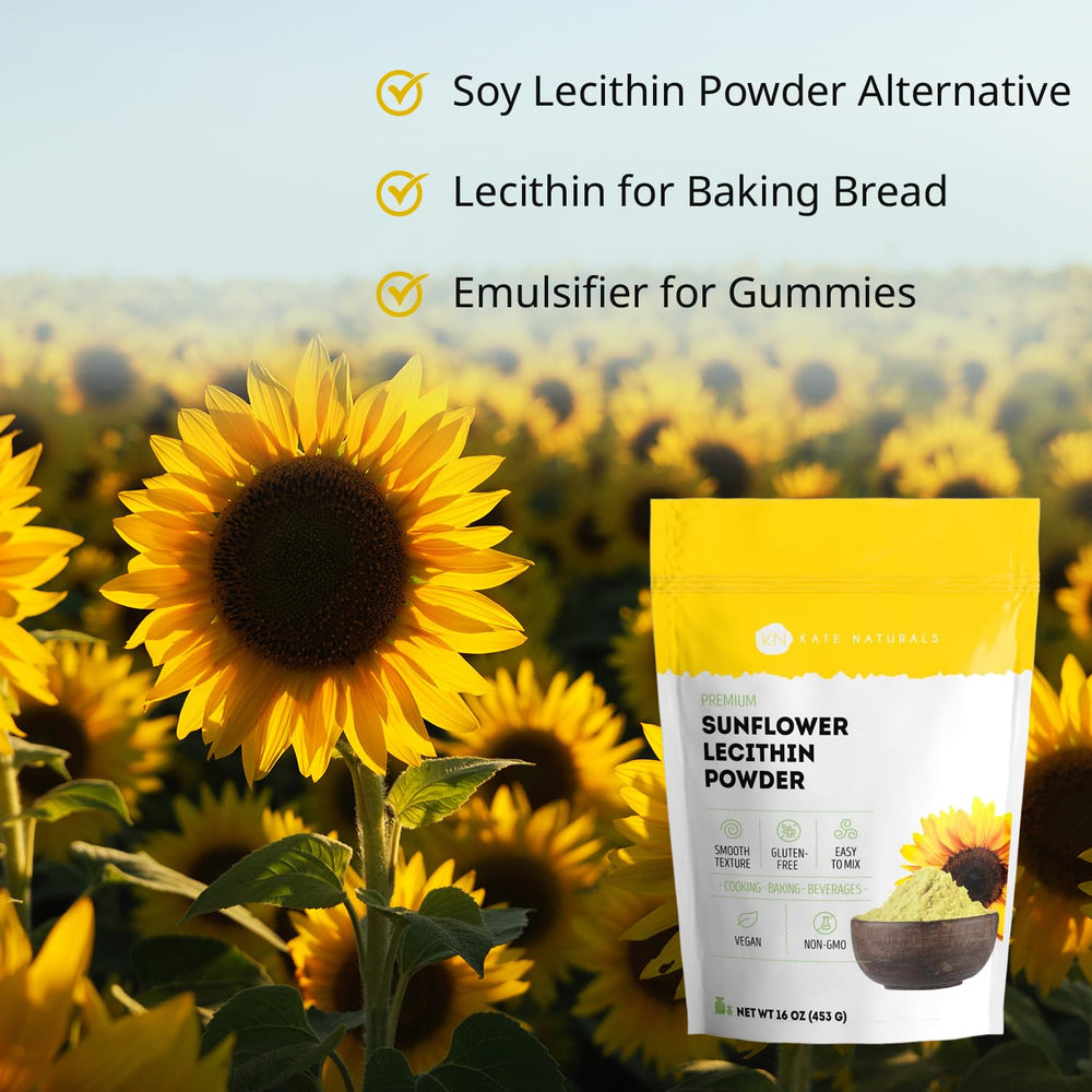 Kate Naturals lecithin powder with dough to improve bread moisture.