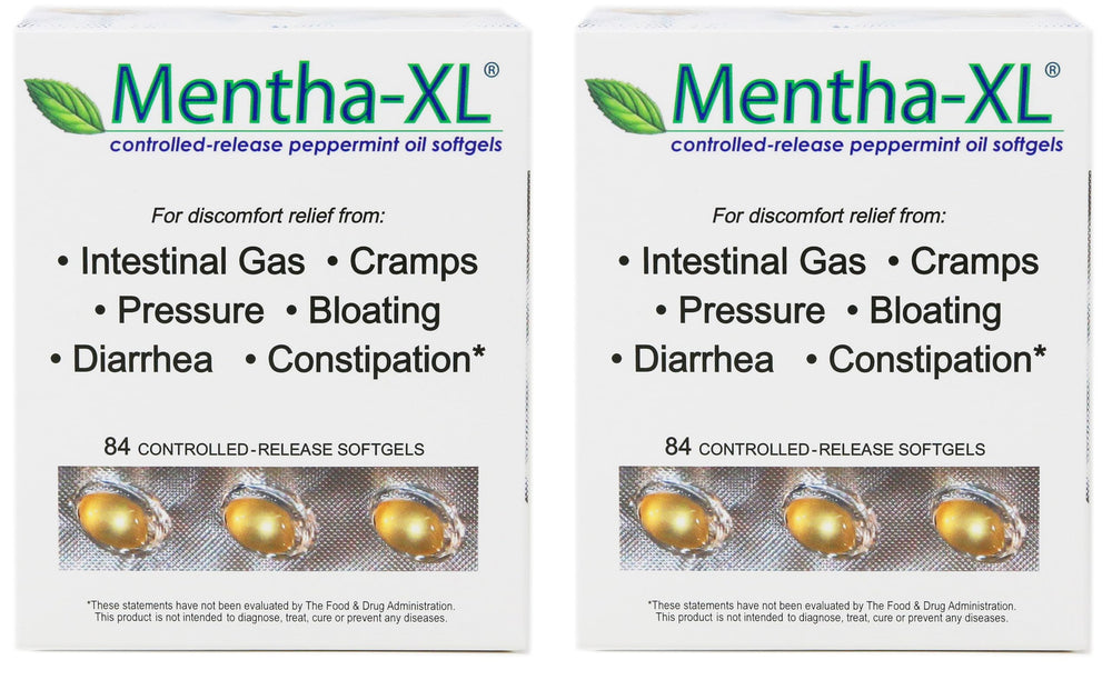 Kaxilu Mentha-XL peppermint oil softgels bottle front for on-the-go refreshment.