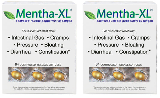Kaxilu Mentha-XL peppermint oil softgels bottle front for on-the-go refreshment.