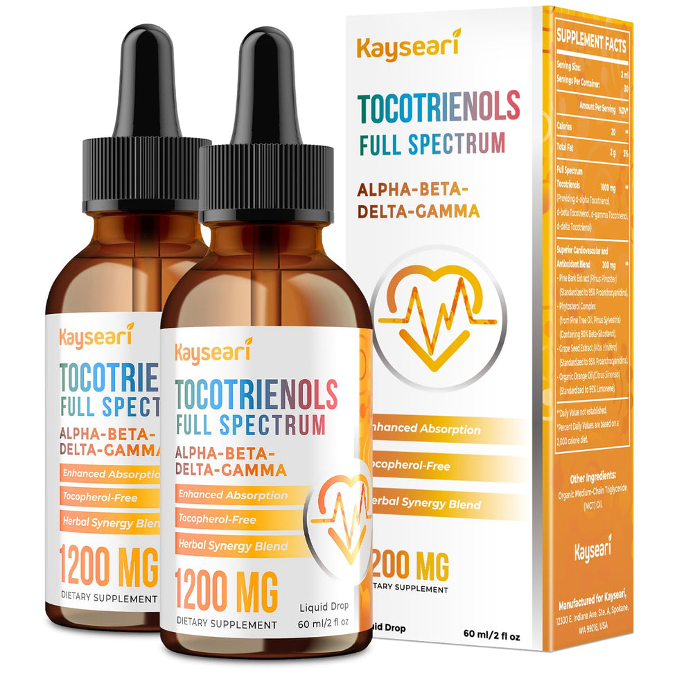 Kayseari bottle label highlighting full-spectrum tocotrienols for antioxidant support