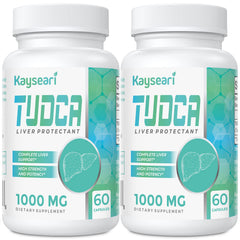 Kayseari TUDCA bottle front view showing 120 veggie capsules for daily liver support.