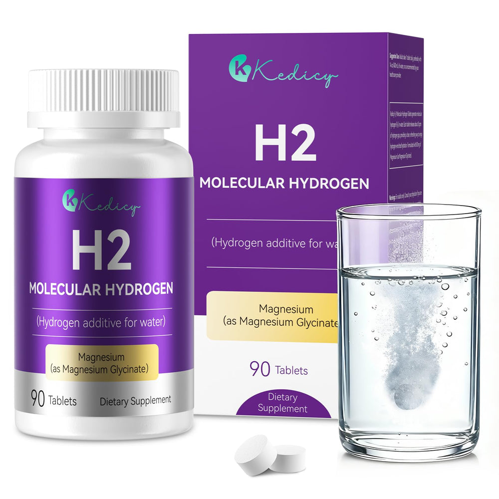 Kedicy hydrogen water tablet dissolving in bottle for 8 PPM antioxidant boost.
