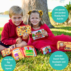 KEEP>GOING Daniel Tiger travel kit with 130-piece supplies for quick on-the-go care.