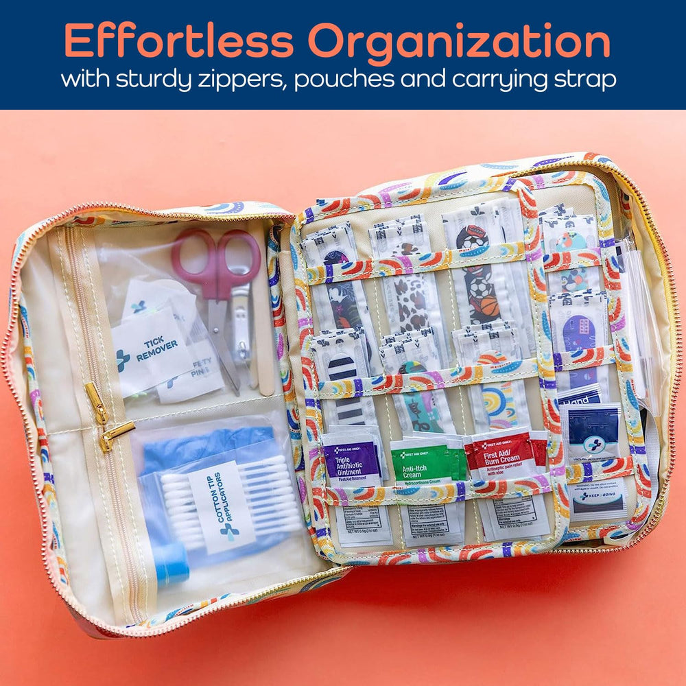KeepGoing large first aid kit with baby-friendly supplies for family care