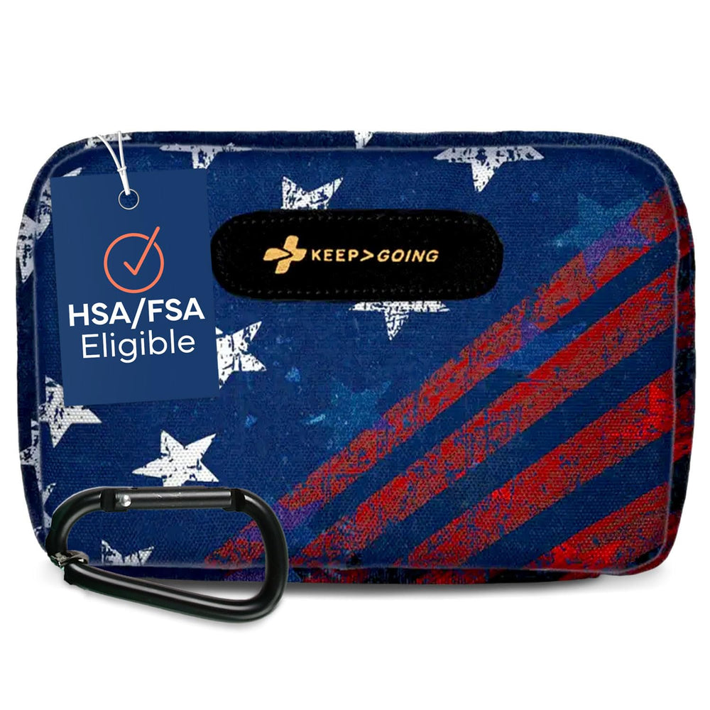 KeepGoing travel first aid kit cover for easy access during trips.