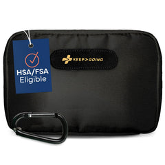 KeepGoing travel first aid kit cover showing an organized TSA-friendly case for emergencies.
