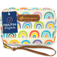 KeepGoing travel first aid kit for kids, front view, compact and travel-ready.