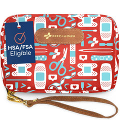 KeepGoing Travel First Aid Kit case in a diaper bag for on-the-go care.