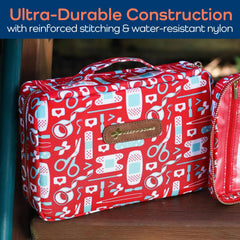 KeepGoing water-resistant case protects supplies from spills and weather.
