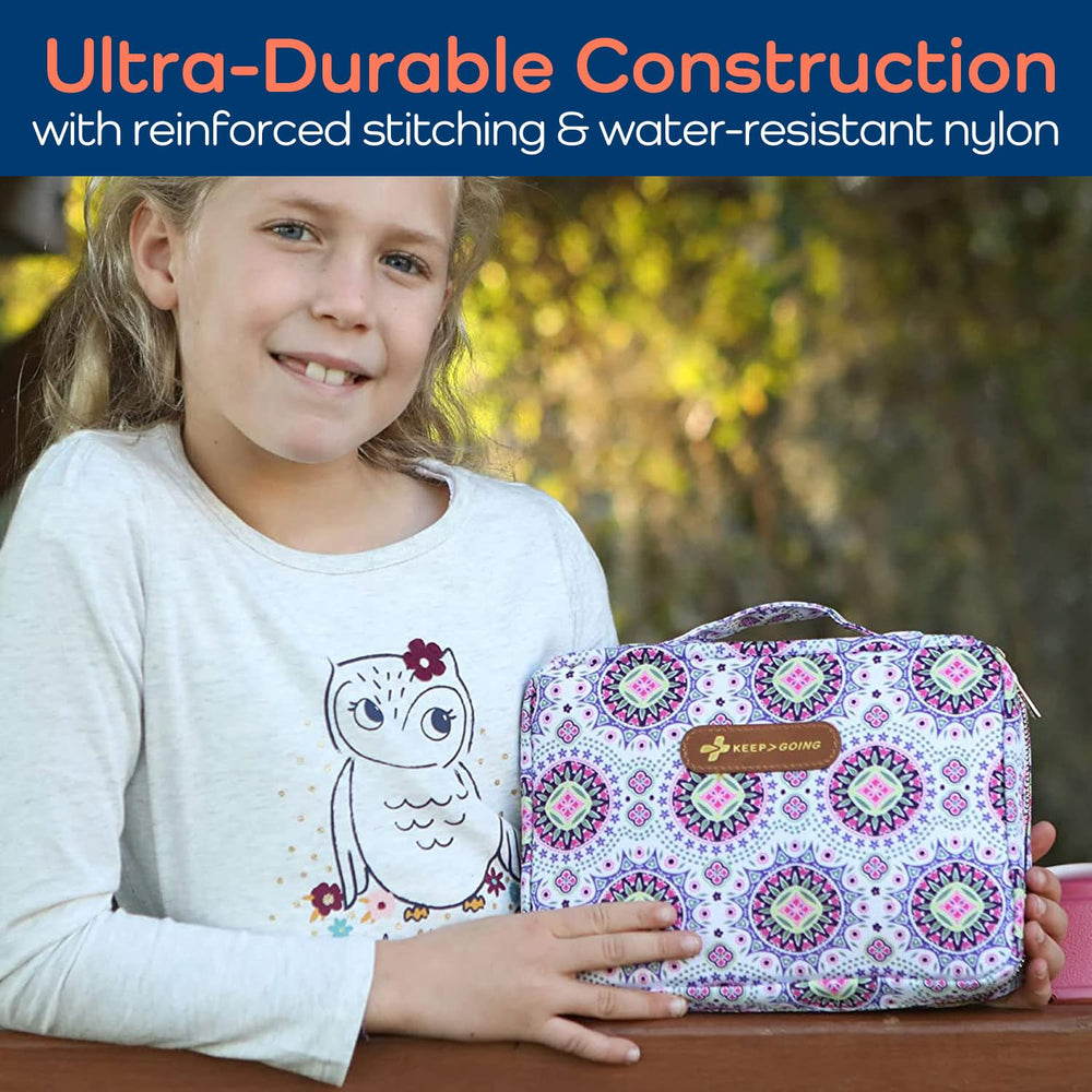 KEEP>GOING water-resistant case protects supplies during boating and home use