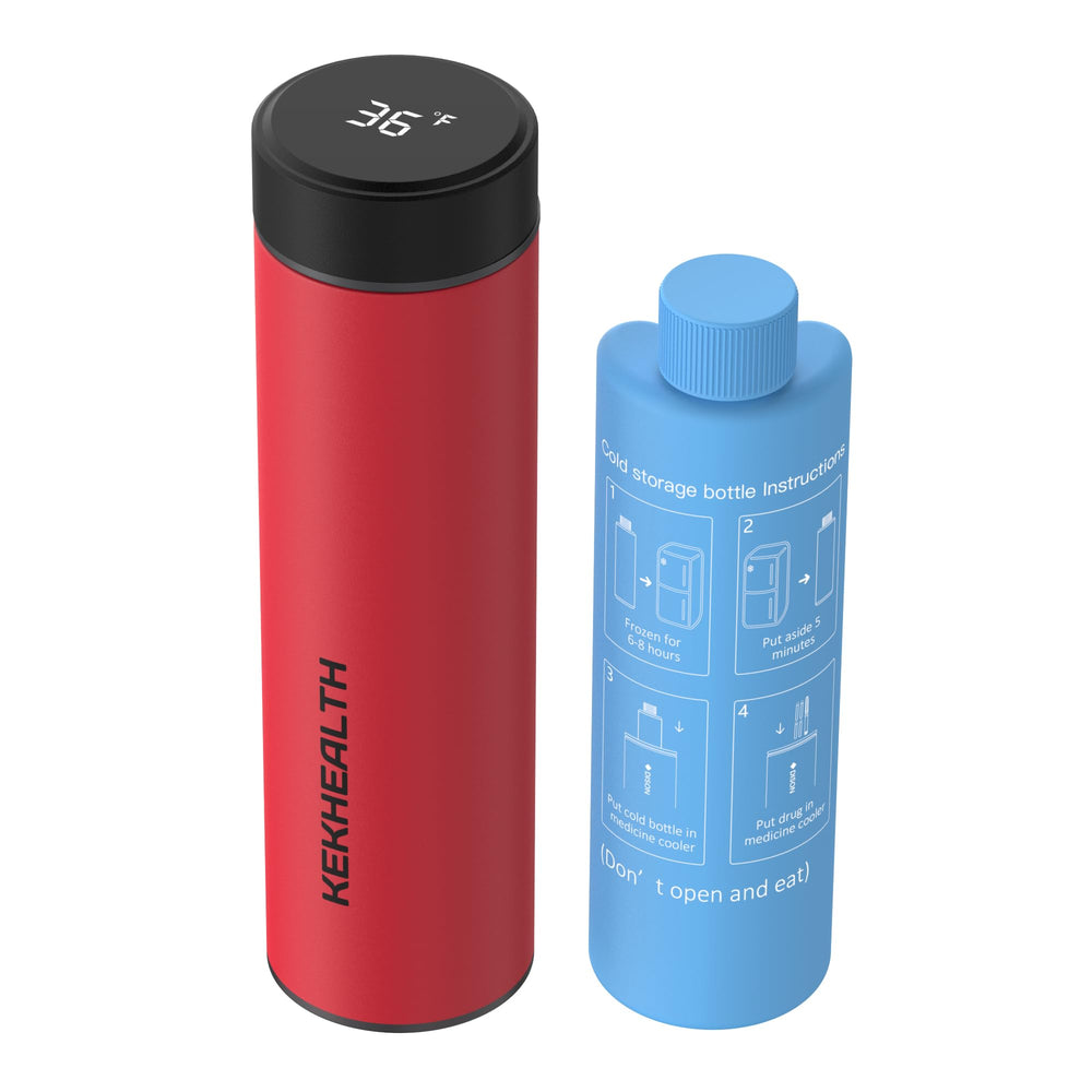 KEKHEALTH Compact 60H insulin cooler cap display shows real-time temperature on the go.
