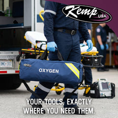 Kemp USA oxygen bag padded interior protects cylinder and regulator during transit