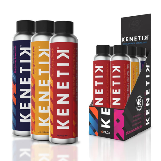 Kenetik ketone drink mix six-pack front view for clean energy on the go.